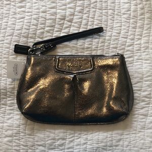 Coach silver metallic clutch/wristlet